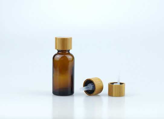 Amber Glass Bottle với Real Bamboo 18-41 Nhận Cap Inner Plucke.